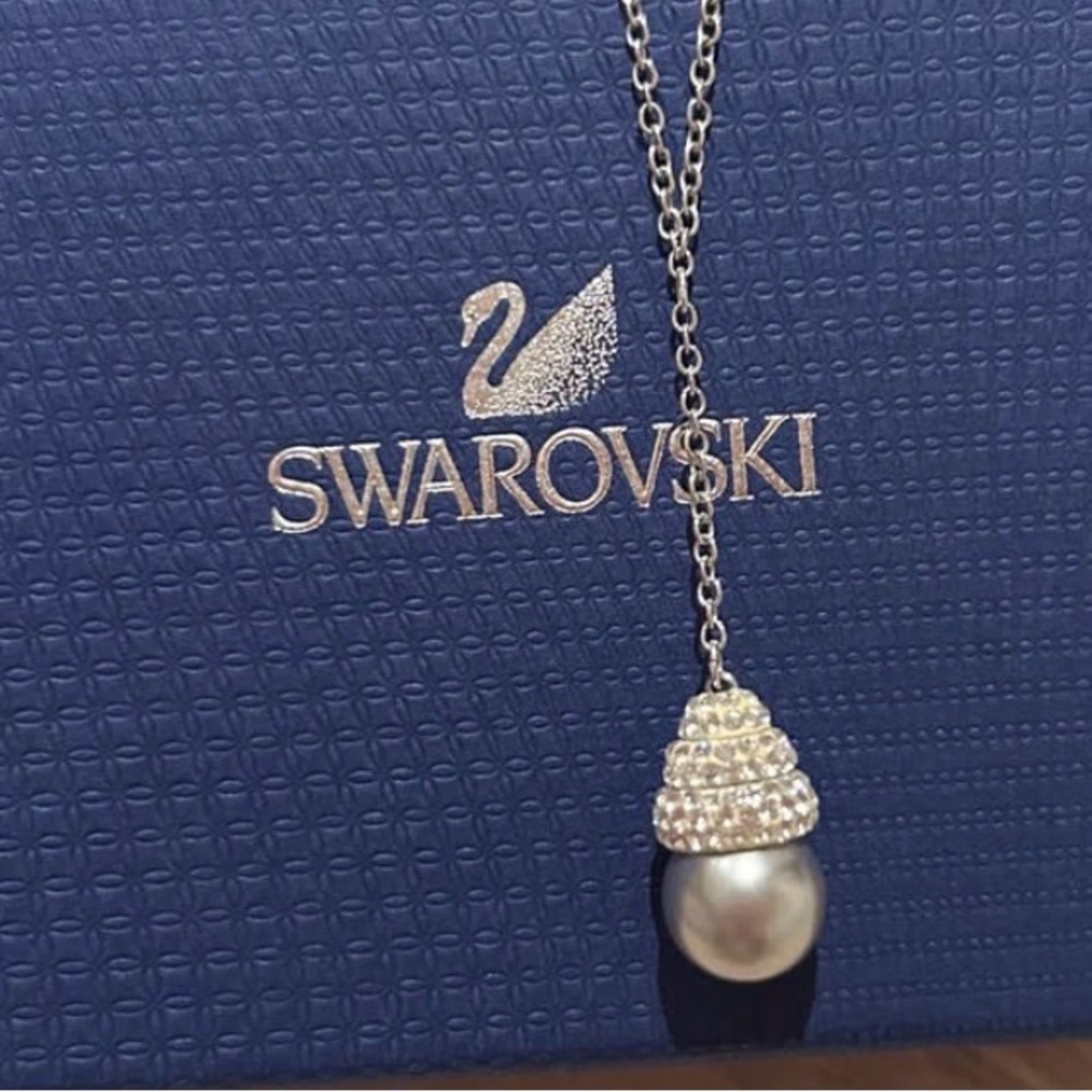 Swarovski Piano Light Gray Pearl Crystal Necklace Jewelry - 1156214 NIB